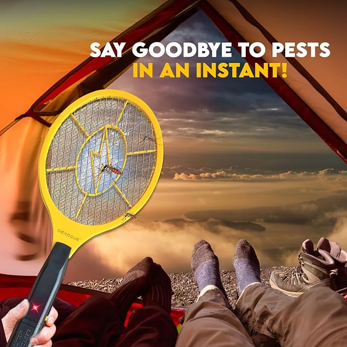 DEVOGUE® Pack of 2 Electric Fly Swatter Bug Zapper Battery Operated Flies Killer Indoor & Outdoor Pest Control Mosquito Zapper and Insect Catcher Racket (Packing May Vary)